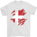 Torn Denmark Flag Danish Day Football Mens T-Shirt 100% Cotton White