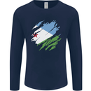 Torn Djibouti Flag Djiboutians Day Football Mens Long Sleeve T-Shirt Navy Blue