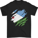 Torn Djibouti Flag Djiboutians Day Football Mens T-Shirt 100% Cotton Black
