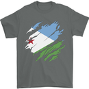 Torn Djibouti Flag Djiboutians Day Football Mens T-Shirt 100% Cotton Charcoal