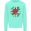 Torn Dominica Flag Dominican Day Football Kids Sweatshirt Jumper Peppermint