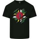Torn Dominica Flag Dominican Day Football Mens Cotton T-Shirt Tee Top Black