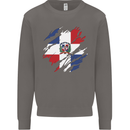 Torn Dominican Republic Flag Dominicanos Day Mens Sweatshirt Jumper Charcoal