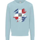 Torn Dominican Republic Flag Dominicanos Day Mens Sweatshirt Jumper Light Blue