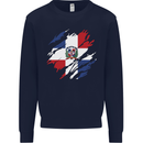 Torn Dominican Republic Flag Dominicanos Day Mens Sweatshirt Jumper Navy Blue