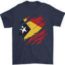 Torn East Timor Flag Day Football Mens T-Shirt 100% Cotton Navy Blue