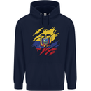 Torn Ecuador Flag Ecuadorian Day Football Mens 80% Cotton Hoodie Navy Blue