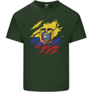Torn Ecuador Flag Ecuadorian Day Football Mens Cotton T-Shirt Tee Top Forest Green