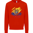 Torn Ecuador Flag Ecuadorian Day Football Mens Sweatshirt Jumper Bright Red