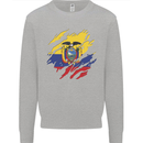 Torn Ecuador Flag Ecuadorian Day Football Mens Sweatshirt Jumper Sports Grey