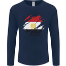 Torn Egypt Flag Egyptian Day Football Mens Long Sleeve T-Shirt Navy Blue