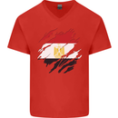 Torn Egypt Flag Egyptian Day Football Mens V-Neck Cotton T-Shirt Red