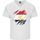 Torn Egypt Flag Egyptian Day Football Mens V-Neck Cotton T-Shirt White