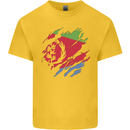 Torn Eritrean Flag Eritrea Flag Day Football Mens Cotton T-Shirt Tee Top Yellow