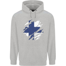 Torn Finland Flag Finnish Day Football Mens 80% Cotton Hoodie Sports Grey