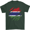 Torn Gambia Flag Gambian Day Football Mens T-Shirt 100% Cotton Forest Green
