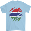 Torn Gambia Flag Gambian Day Football Mens T-Shirt 100% Cotton Light Blue