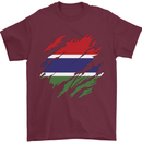 Torn Gambia Flag Gambian Day Football Mens T-Shirt 100% Cotton Maroon