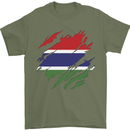 Torn Gambia Flag Gambian Day Football Mens T-Shirt 100% Cotton Military Green