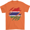 Torn Gambia Flag Gambian Day Football Mens T-Shirt 100% Cotton Orange