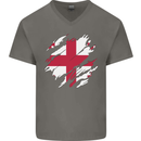 Torn Georgia Flag Georgian Day Football Mens V-Neck Cotton T-Shirt Charcoal