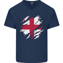 Torn Georgia Flag Georgian Day Football Mens V-Neck Cotton T-Shirt Navy Blue