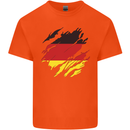 Torn Germany Flag German Day Football Kids T-Shirt Childrens Orange