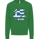 Torn Greece Flag Greek Day Football Kids Sweatshirt Jumper Irish Green