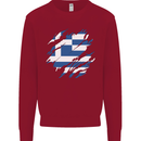 Torn Greece Flag Greek Day Football Kids Sweatshirt Jumper Red