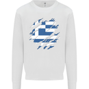 Torn Greece Flag Greek Day Football Kids Sweatshirt Jumper White