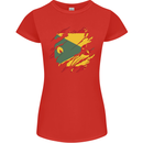 Torn Grenada Flag Grenadians Day Football Womens Petite Cut T-Shirt Red