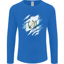 Torn Guatemala Flag Guatemalan Day Football Mens Long Sleeve T-Shirt Royal Blue