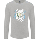 Torn Guatemala Flag Guatemalan Day Football Mens Long Sleeve T-Shirt Sports Grey