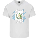 Torn Guatemala Flag Guatemalan Day Football Mens V-Neck Cotton T-Shirt White