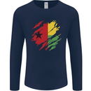 Torn Guinea-Bissau Flag Day Football Mens Long Sleeve T-Shirt Navy Blue