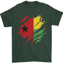 Torn Guinea-Bissau Flag Day Football Mens T-Shirt 100% Cotton Forest Green