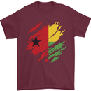 Torn Guinea-Bissau Flag Day Football Mens T-Shirt 100% Cotton Maroon