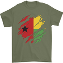 Torn Guinea-Bissau Flag Day Football Mens T-Shirt 100% Cotton Military Green