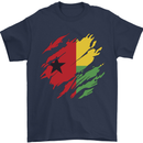 Torn Guinea-Bissau Flag Day Football Mens T-Shirt 100% Cotton Navy Blue