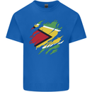 Torn Guyana Flag Guyanese Day Football Mens Cotton T-Shirt Tee Top Royal Blue