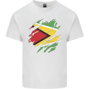 Torn Guyana Flag Guyanese Day Football Mens Cotton T-Shirt Tee Top White