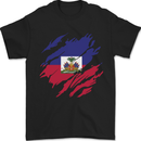 Torn Haiti Flag Haitian Day Football Mens T-Shirt 100% Cotton Black