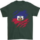 Torn Haiti Flag Haitian Day Football Mens T-Shirt 100% Cotton Forest Green