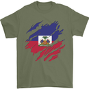 Torn Haiti Flag Haitian Day Football Mens T-Shirt 100% Cotton Military Green