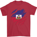 Torn Haiti Flag Haitian Day Football Mens T-Shirt 100% Cotton Red