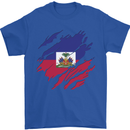 Torn Haiti Flag Haitian Day Football Mens T-Shirt 100% Cotton Royal Blue