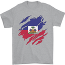 Torn Haiti Flag Haitian Day Football Mens T-Shirt 100% Cotton Sports Grey