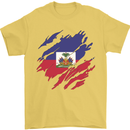 Torn Haiti Flag Haitian Day Football Mens T-Shirt 100% Cotton Yellow