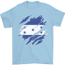 Torn Honduras Flag Honduran Day Football Mens T-Shirt 100% Cotton Light Blue