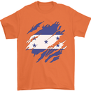 Torn Honduras Flag Honduran Day Football Mens T-Shirt 100% Cotton Orange